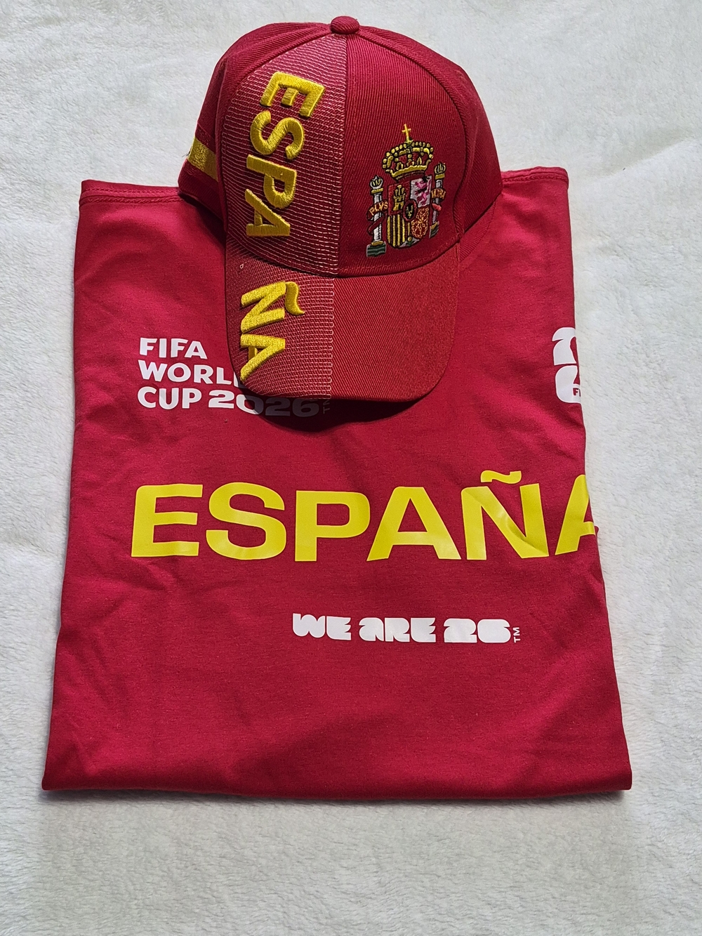 NWT 2026 FIFA LICENSED WORLD CUP SPAIN SHIRT & HAT SET